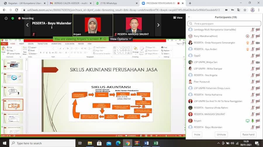 Program Penyegaran Teknisi Akuntasni Yunior yang dilaksanakan secara online pada tanggal 08-09 Januari 2021