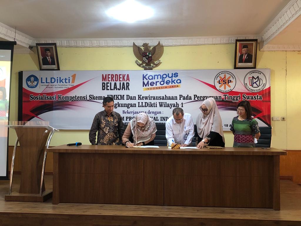 Sosialisasi Kompetensi Skema UMKM dan Kewirausahaan pada Perguruan Tinggi Swasta di Lingkungan LLDIKTI Wilayah 1 bekerjasama dengan LSP UMKM Profesional Indonesia dan Lembaga Multi Kompetensi Utama