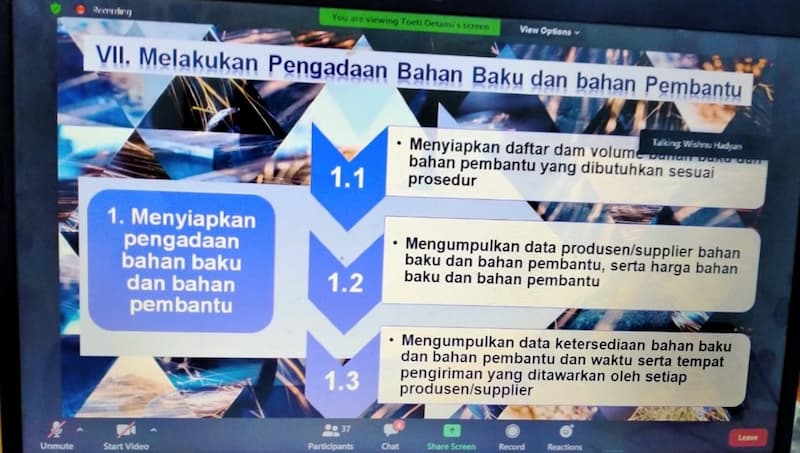 Online Training & Certifikatiion BNSP Kewirausahaan Industri Jenjang IV dilaksanakan pada tanggal 28 dan 29 Agustus 2020 yang diikuti sebanyak 36 Peserta dari berbagai daerah